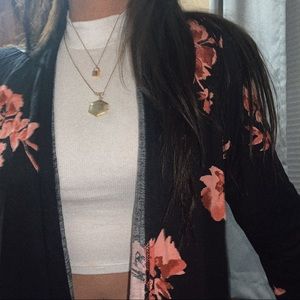 thrifted long floral cardigan